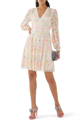 Shimmer Fairytale V-Neck Mini Dress